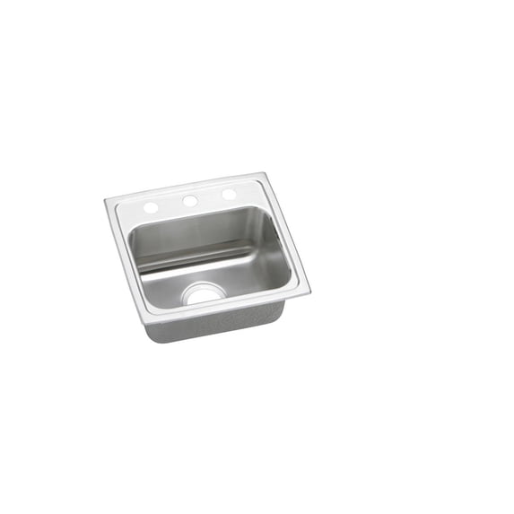 Elkay Lustertone Classic Stainless Steel 17" x 16" x 6-1/2", 3-Hole Single Bowl Drop-in ADA Sink with Quick-clip