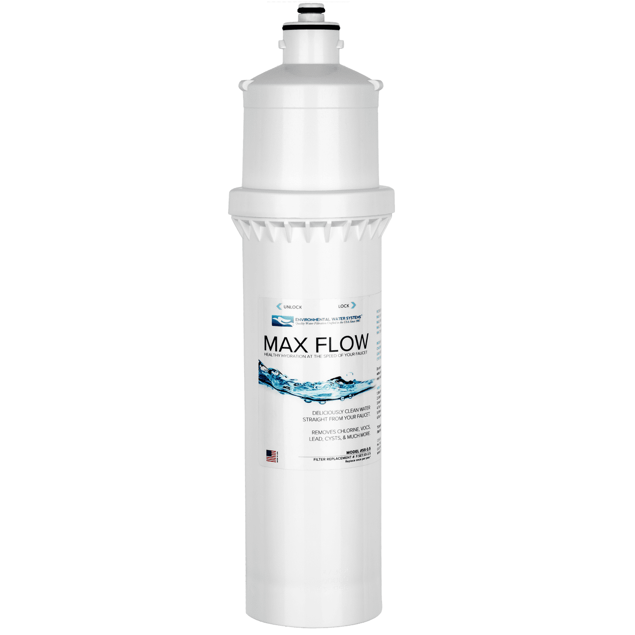 Environmental Water Systems Filter Cartridge for Essential Max Flow System - 2 Pack - SS-2.5-TWIN-PACK