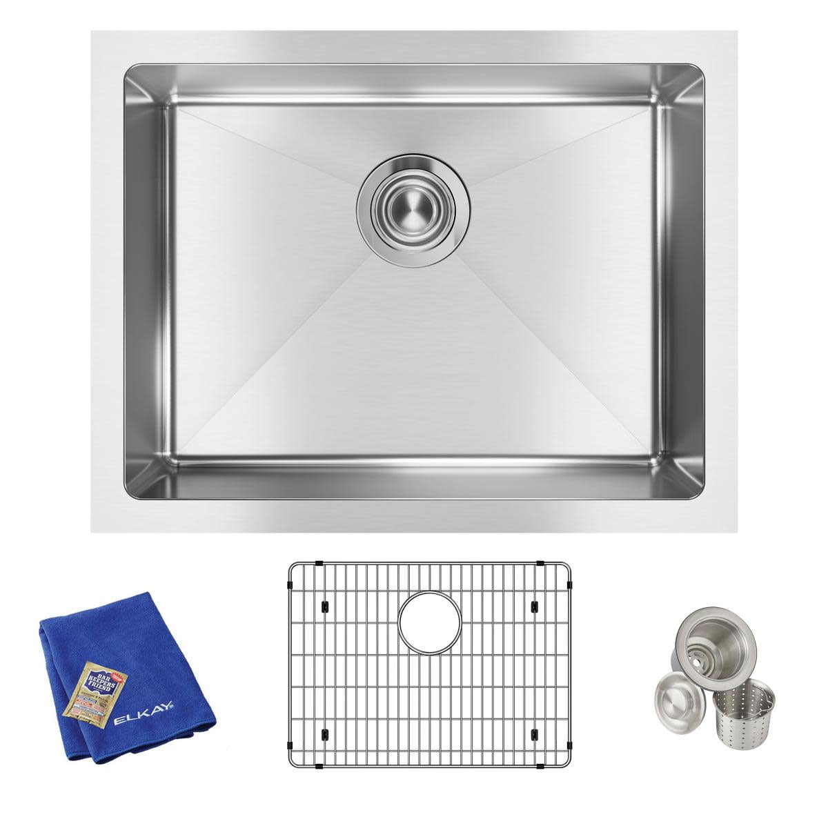Polished Satin Stainless Steel Single Bowl Undermount Kitchen Sink Kit