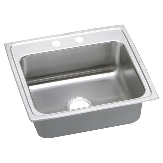 Elkay LR25212 Lustertone Classic 25 x 21-1/4 x 7-7/8 Single Bowl Drop-In Sink, 2 Holes, Stainless