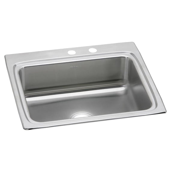 Elkay Lustertone Classic Stainless Steel 25" x 22" x 8-1/8", MR2-Hole Single Bowl Drop-in Sink