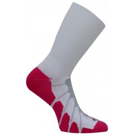 SS 3011 Performance Sports Plantar Fasciitis Crew Arch Compression Socks, White-Fuchsia - Medium