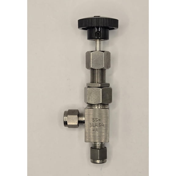 SS-3LRS4-A | Swagelok Metering Valve,1/4 in. OD Compression x 1/4in. OD Compression, Angle, Medium Flow High Pressure (5000psig), 316 Stainless