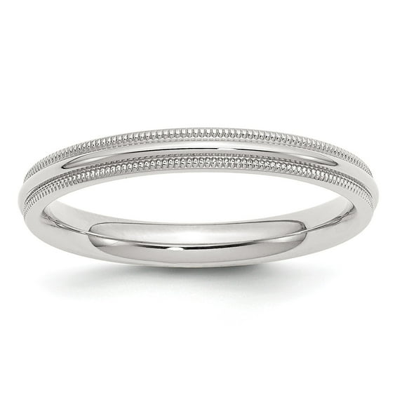 SS 3mm Comfort Fit Milgrain Size 11 Band in Sterling Silver