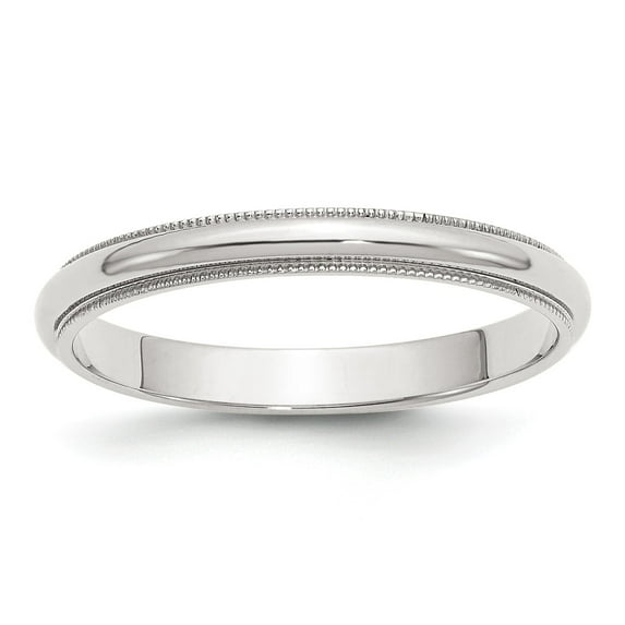 SS 3mm Half Round Milgrain Size 10.5 Band in Sterling Silver