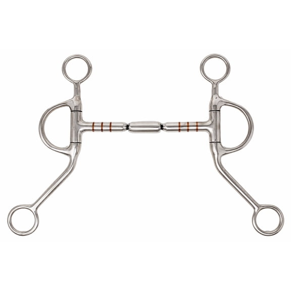 SS 5" Comfort Jointed Swivel Mouth Curb Roller Training Copper Horse Bit 35329B