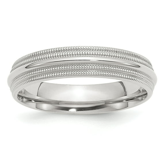 SS 5mm Comfort Fit Double Milgrain Size 4 Band