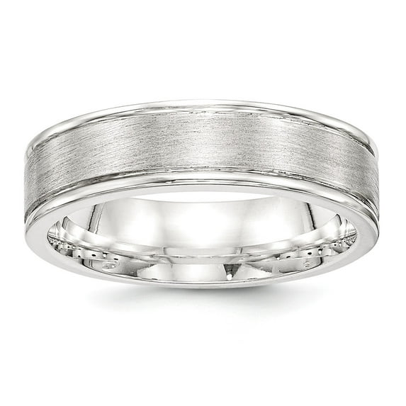 SS 6mm Brushed Fancy Band Size 11 in Sterling Silver