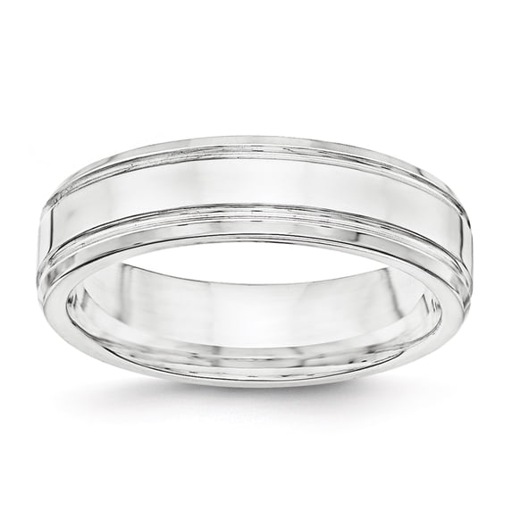 SS 6mm Polished Fancy Band Size 10.5