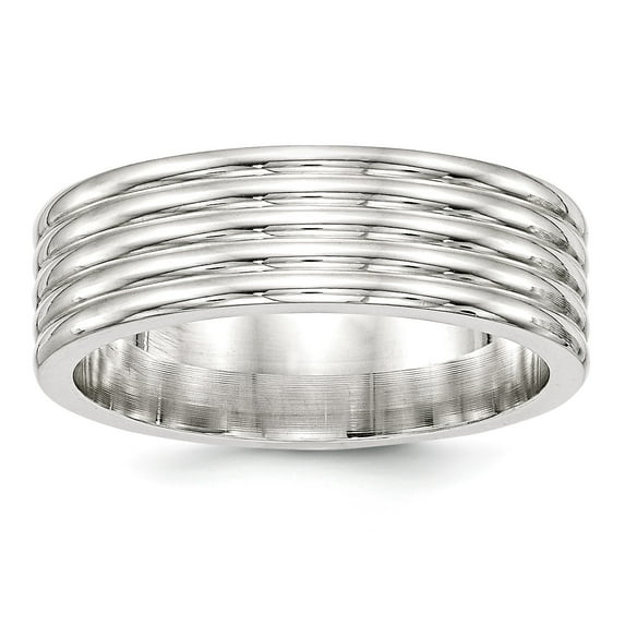 SS 7mm Polished Fancy Band Size 11.5 in Sterling Silver