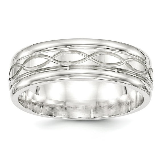 SS 7mm Polished Fancy Band Size 9 in Sterling Silver