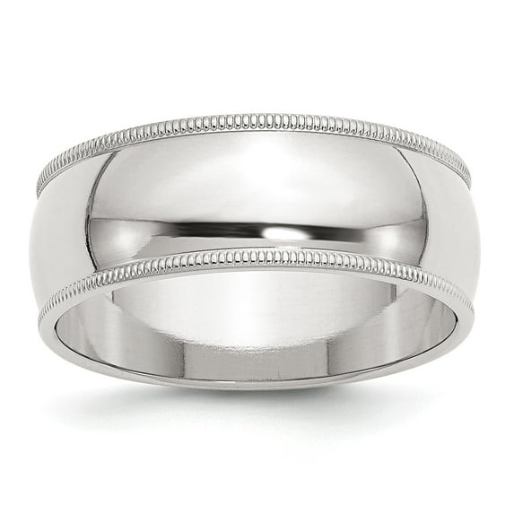 SS 8mm Half Round Milgrain Size 11.5 Band in Sterling Silver