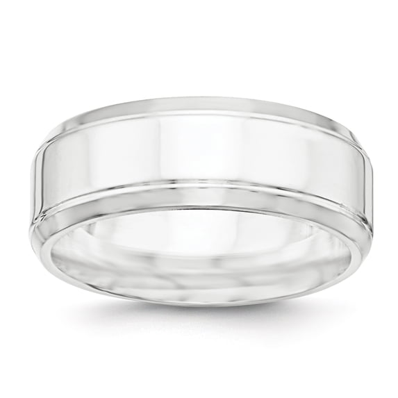 SS 8mm Polished Fancy Band Size 13.5