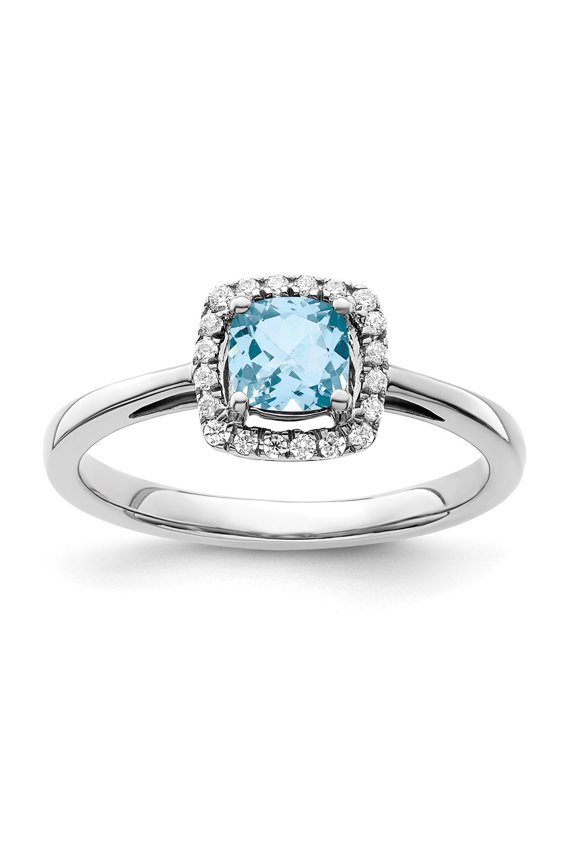 SS ANT Aqua and Diamond Ring