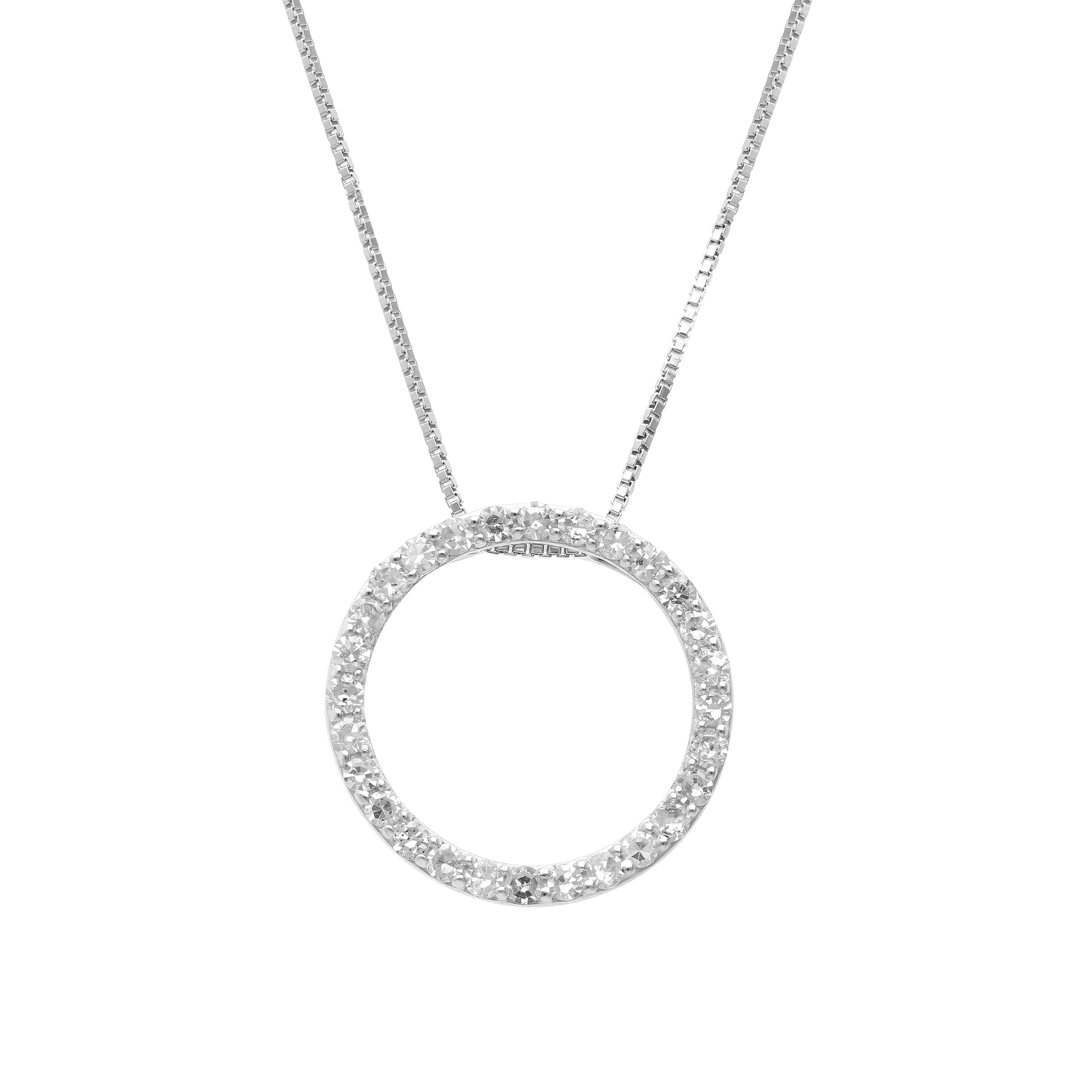 BRILLIANCE FINE JEWELRY Women's 1/2ct Lab Grown Diamond Circle Pendant Necklace in Sterling Silver (H-I, I1-I2)