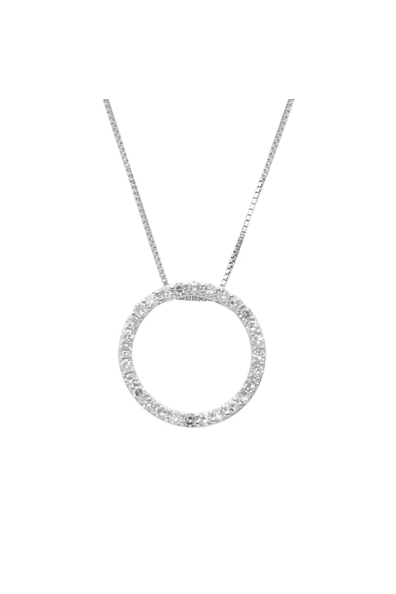 Women's 1/2ct Lab Grown Diamond Circle Pendant Necklace in Sterling Silver (H-I, I1-I2)