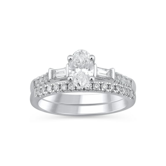 Brilliance Fine Jewelry 1 Cttw Lab Grown Diamond Women Bridal Set Ring in Sterling Silver