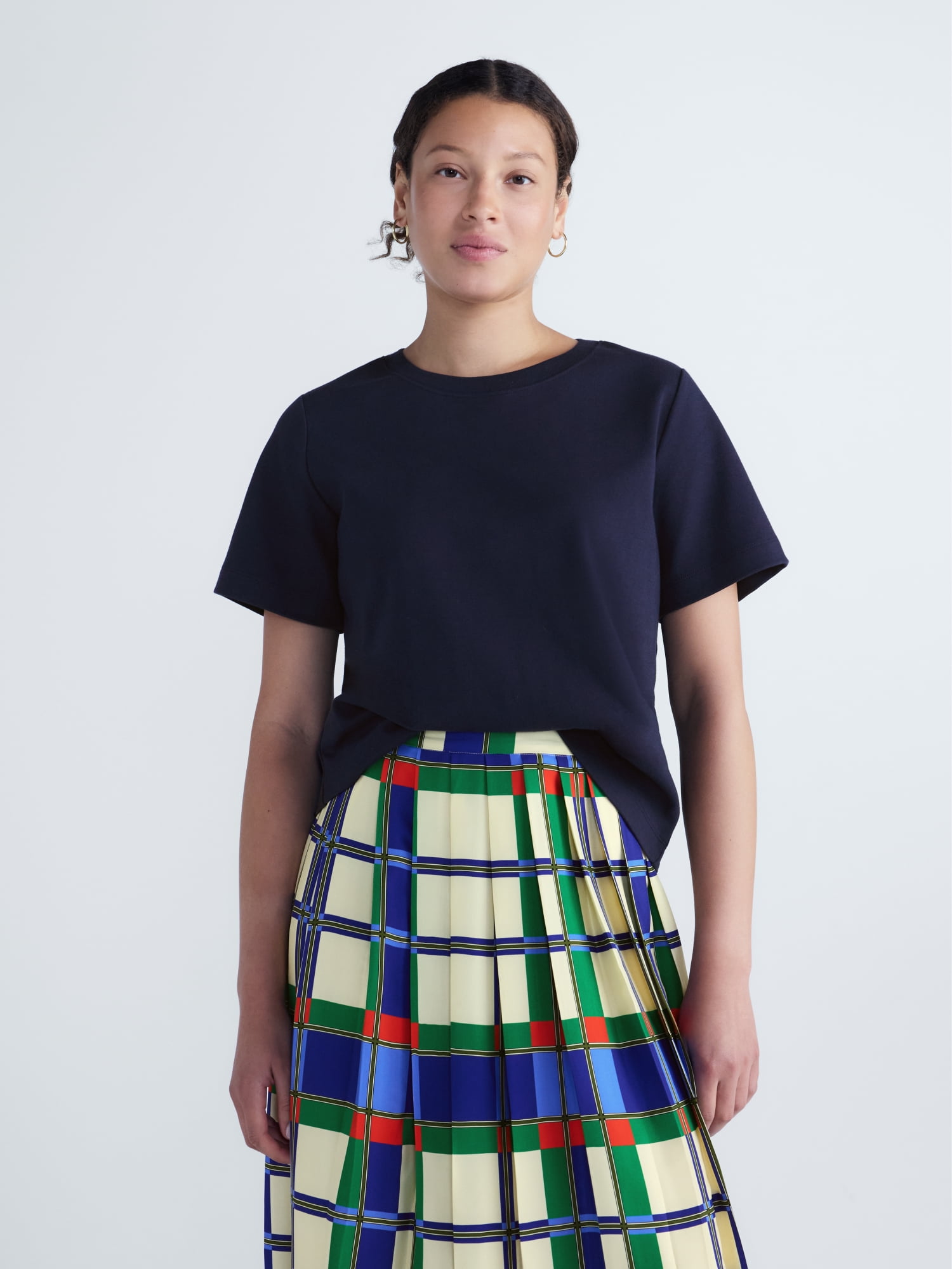 Free Assembly Women's and Women's Plus Cotton Cropped Boxy Tee with Short Sleeves, Sizes XS-4X