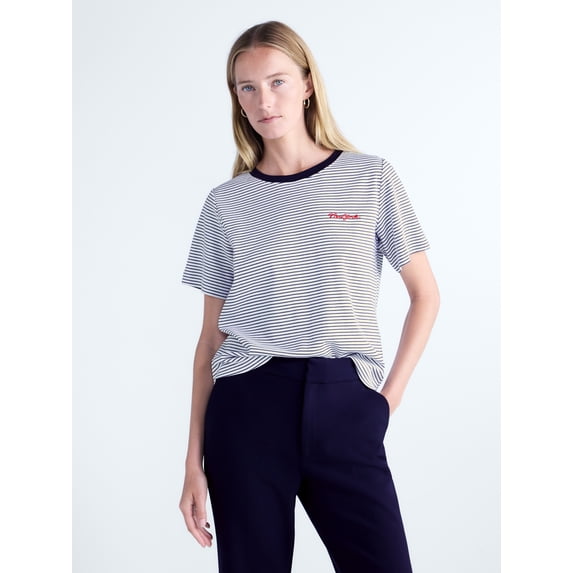Free Assembly Women's and Women's Plus Cotton Cropped Boxy Tee with Short Sleeves, Sizes XS-4X