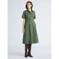 thumbnail image 1 of Free Assembly Women's Button Front Cotton Midi Dress with Short Sleeves, XS-XXL, 1 of 2