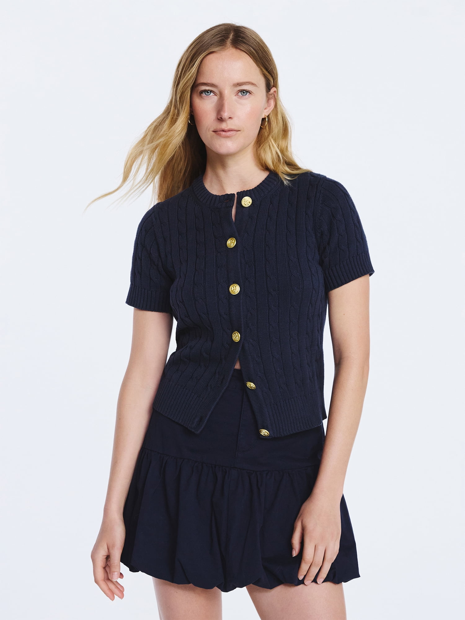 Free Assembly Women's and Women's Plus Cable Knit Cardigan Sweater