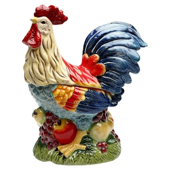 SS-CG-31979 12" Tall Painted Standing Rooster on Fruit Kitchen Cookie Jar
