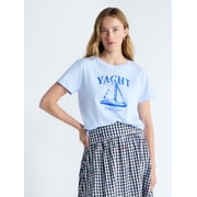 Women's and Women's Plus Cotton Cropped Boxy Tee with Short Sleeves, Sizes XS-4X