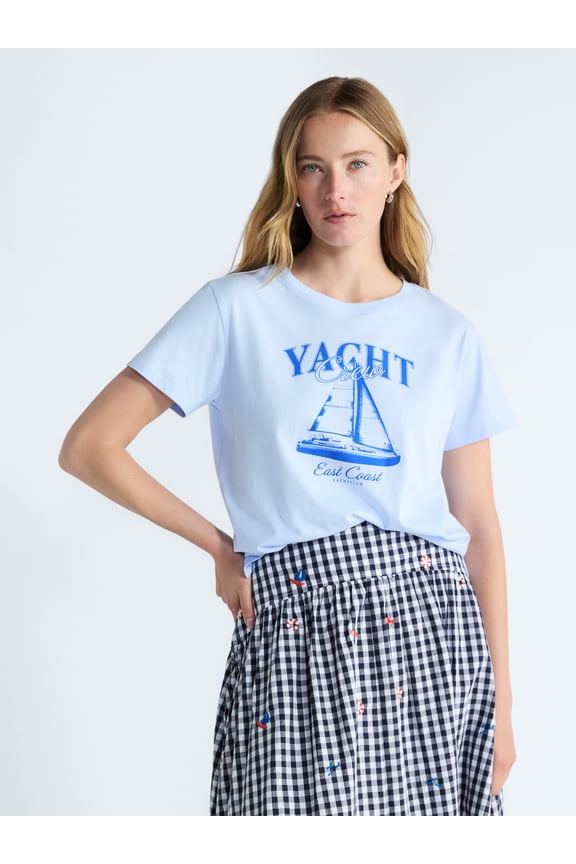 Women's and Women's Plus Cotton Cropped Boxy Tee with Short Sleeves, Sizes XS-4X