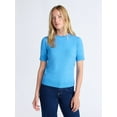 thumbnail image 1 of Free Assembly Women's and Women's Plus Cozy Yarn Shrunken Sweater Tee with Short Sleeves, Solid & Print, Lightweight, Sizes XS-4X, 1 of 5