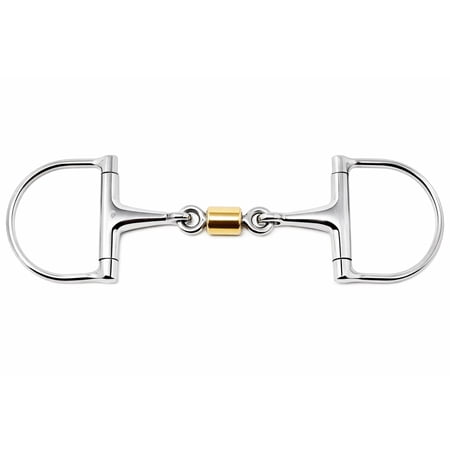 SS D-Ring Dog Bone Copper Roller 5.5" Mouth Snaffle Horse Bit 35520C