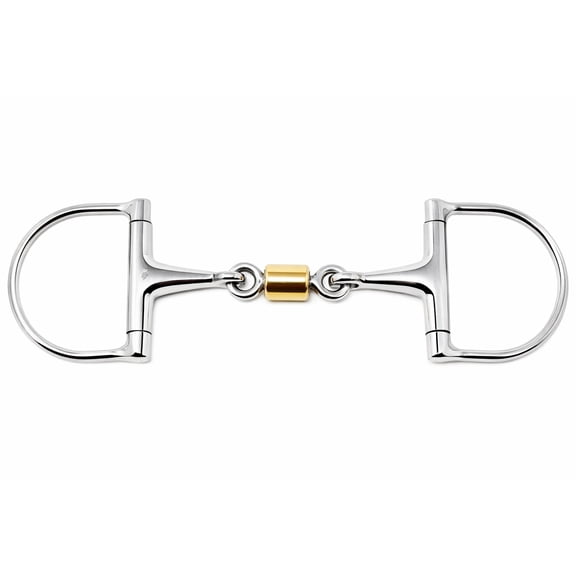 SS D-Ring Dog Bone Copper Roller 6" Mouth Snaffle Horse Bit 35520E