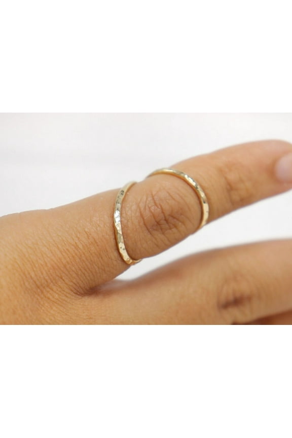 14K Yellow Gold Filled Thin Hammered Splint Ring | Adjustable Splint for PIP & DIP Joints | RA Rheumatoid Arthritis Support Ring | Elegant Gold Therapy Ring