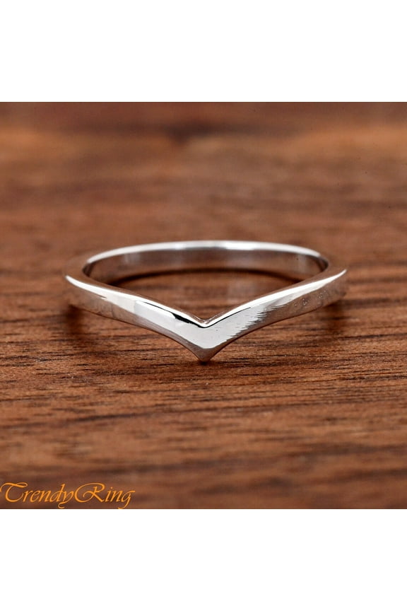 5mm Sterling Silver V-Shape Wishbone Chevron Ring – High Polished Solid 925 Silver Stackable Minimalist Thumb & Midi Band