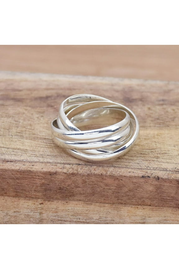 925 Sterling Silver Interlocked Ring, Five Band Ring, Rolling Ring, handmade Ring, Boho Ring, Designer Ring, Bohemian Ring, 3 mm Band Ring