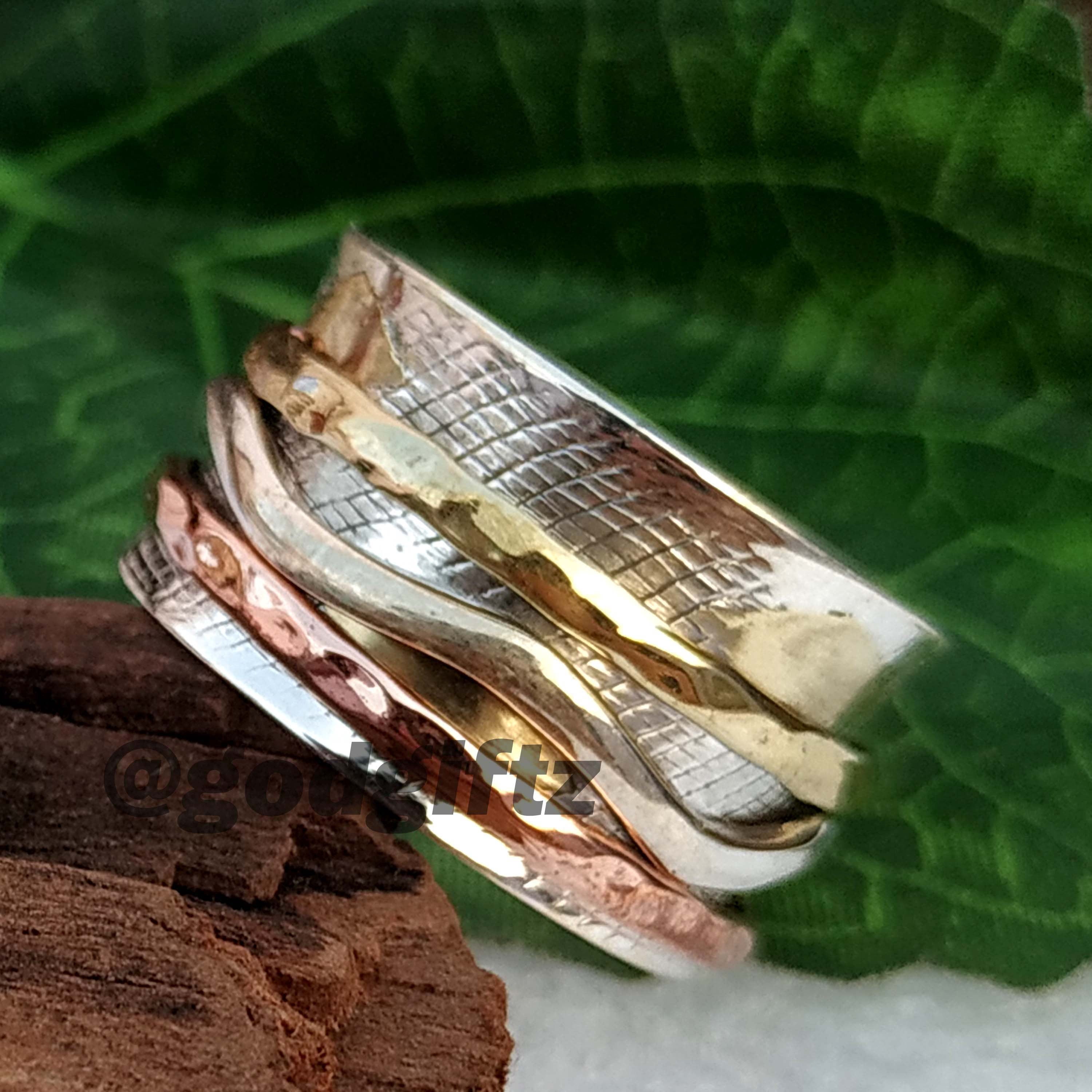SS DESIGNS 925 Sterling Silver Jewelry, Silver Snake Spinner Band Ring ...