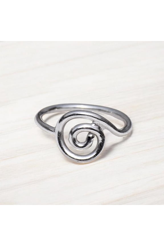 925 Sterling Silver Spiral Wave Ring – Handmade Dainty Abstract Swirl Band, Funky Minimalist Jewelry, Tarnish-Free Gift for Women