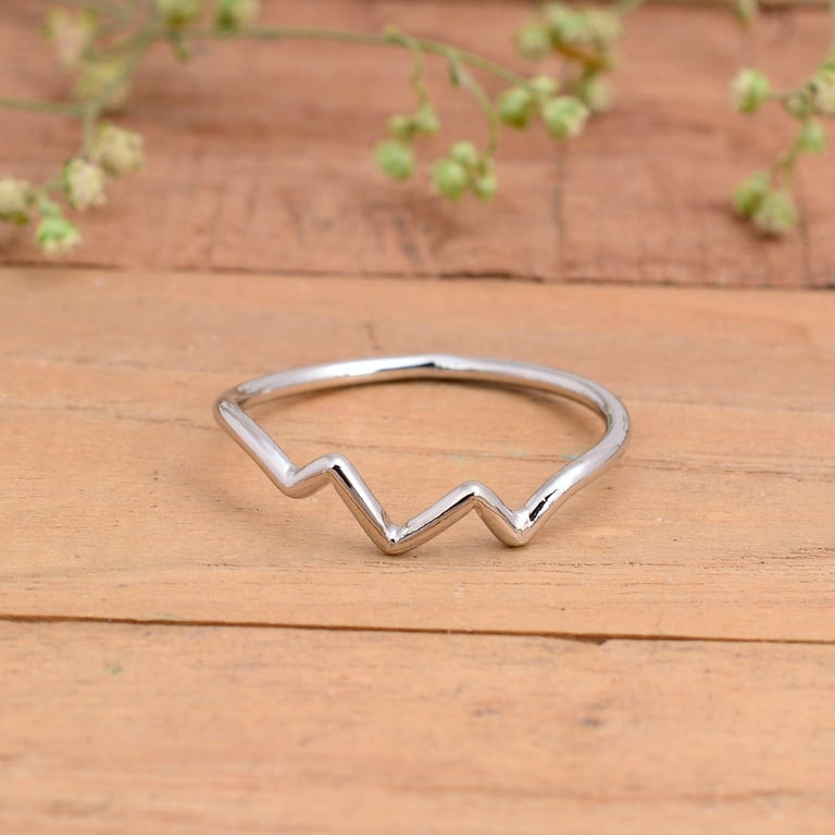 SS DESIGNS- 925 Sterling Silver Wave Ring, Dainty Silver Ring 