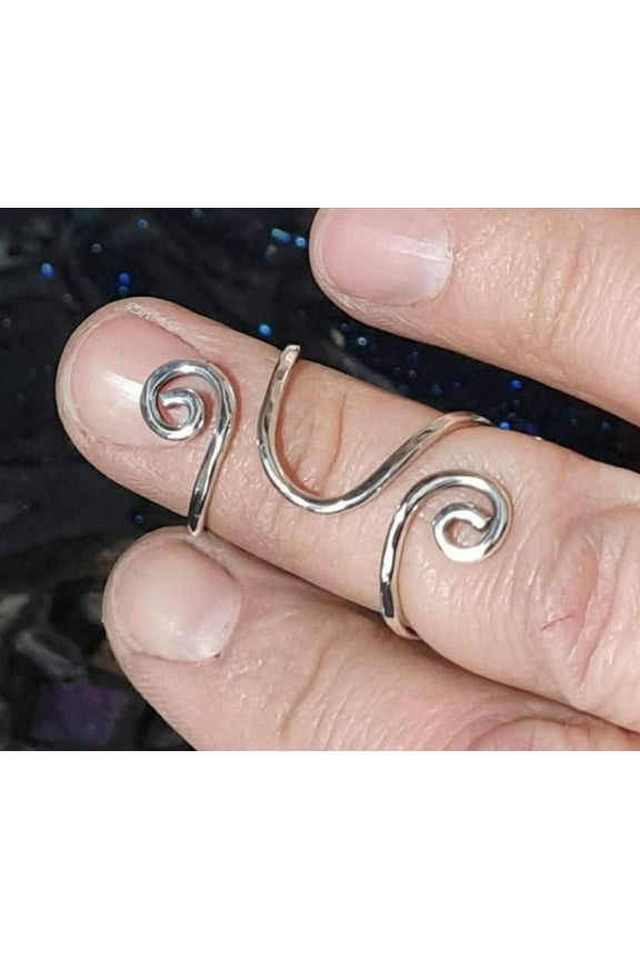 Adjustable Arthritis Finger Splint Ring – Sterling Silver or Brass – Handmade Hammered Textured Support Ring
