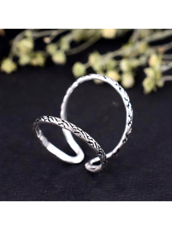 Adjustable Minimalist Ring Silver Open Split Band Stacking Ring Polished Modern Everyday Style Jewelry