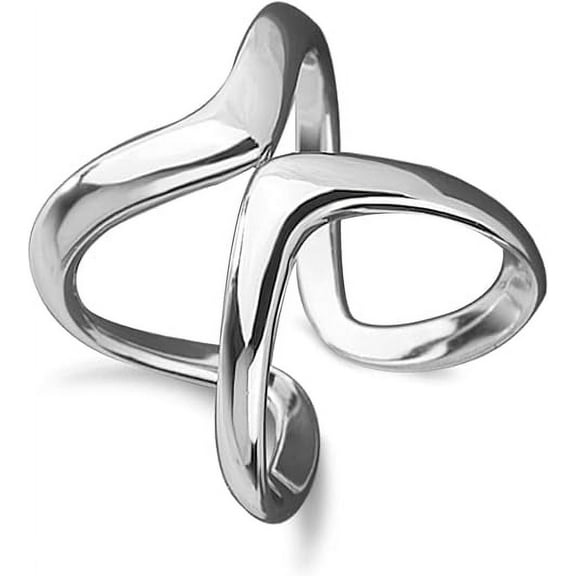 SS DESIGNS Adjustable Multi-Line 925 Sterling Silver Ring for Women – Open Thumb & Index Finger Ring, Stackable Minimalist Fashion Jewelry