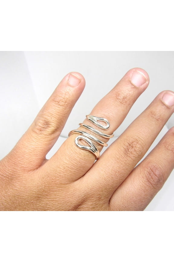 Adjustable Silver Ring, Minimalist Open Ended Tapered Wrap Band