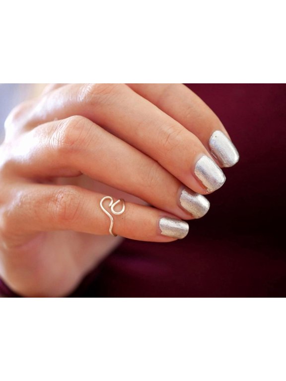Adjustable Silver Ring, Open-Ended Stackable Fashion Jewelry for Women