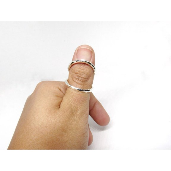 SS DESIGNS Adjustable Swan Triple Loop Ring 925 Sterling Silver Hammered Texture Open Wrap Fashion Statement Band