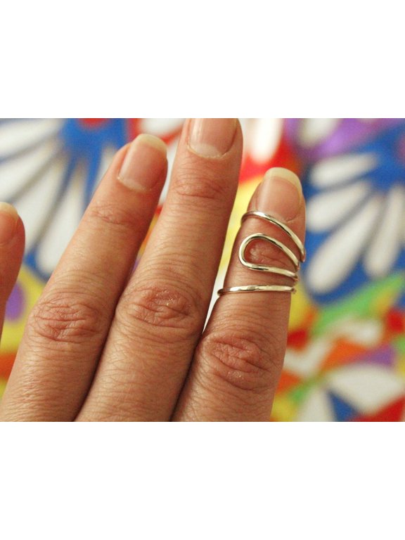 Adjustable Triple Loop Ring – Handmade 925 Sterling Silver Finger Support Band with Sleek Ergonomic Design and Silver Finish