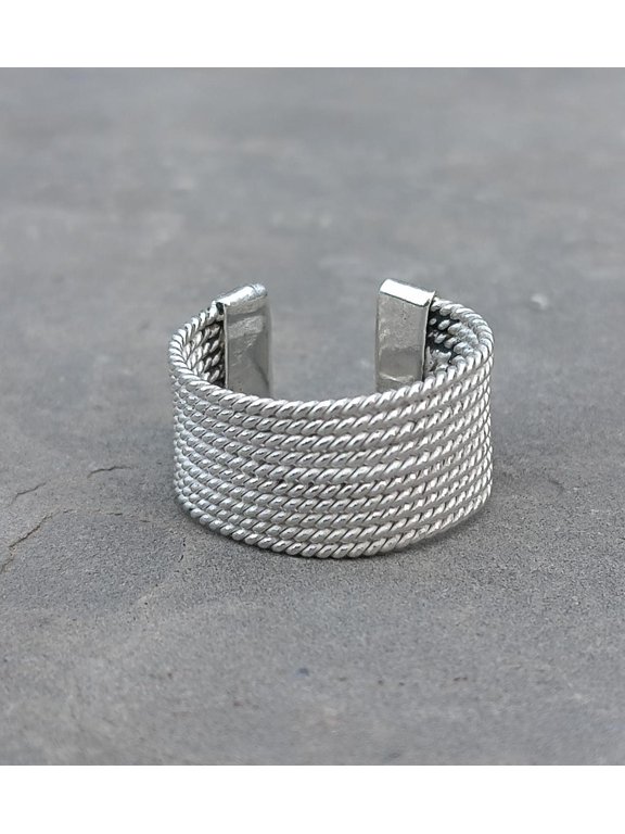 Adjustable Wire Ring, Multi-Strand Twist Band, Boho Wrap Style Ring
