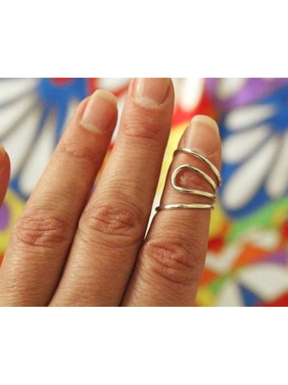 Adjustable wire wrap ring, Open-Ended Modern Minimalist Silver-Tone Stackable Band