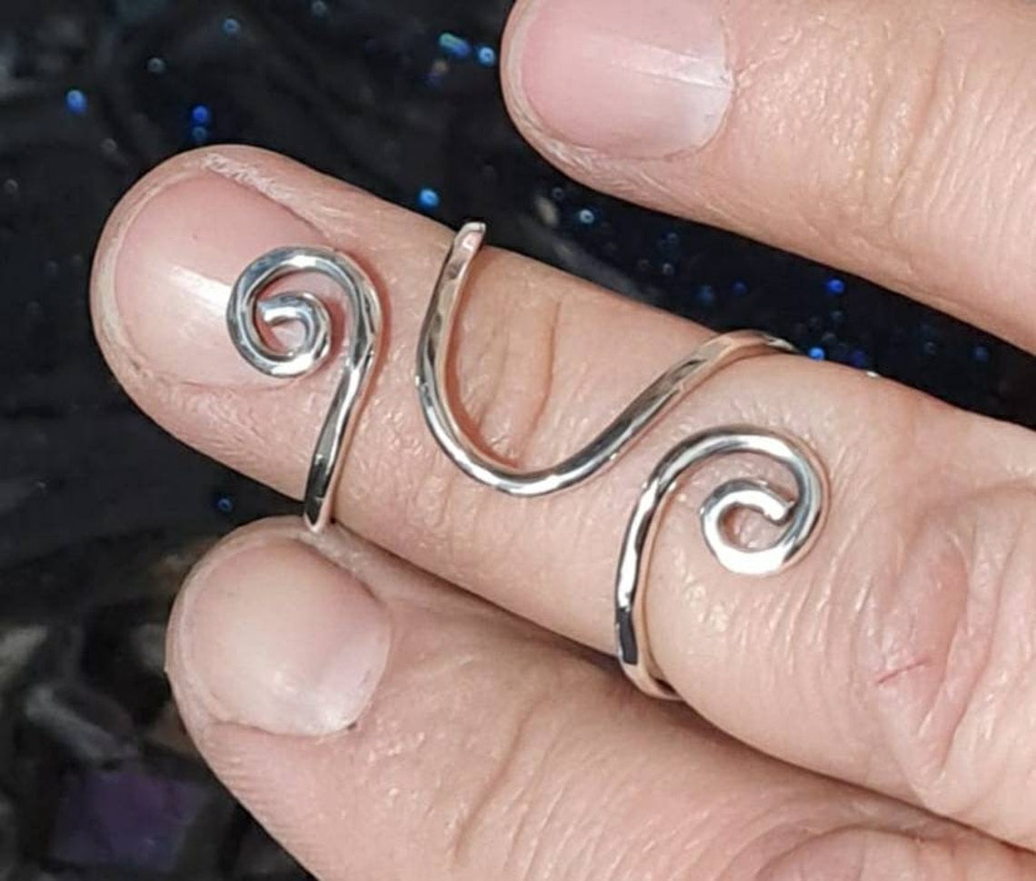 SS DESIGNS Arthritis Finger Splint Ring - Adjustable Silver & Brass ...