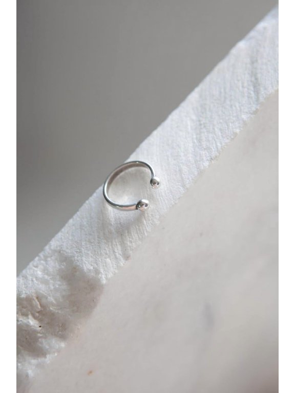 Double Ball Cuff Ring, Adjustable Open Band Minimalist Fashion Jewelry