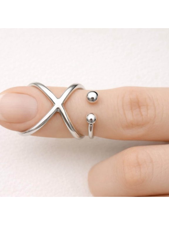 Double Ball Minimalist Open Ring For Everyday Fashion Wear Ladies