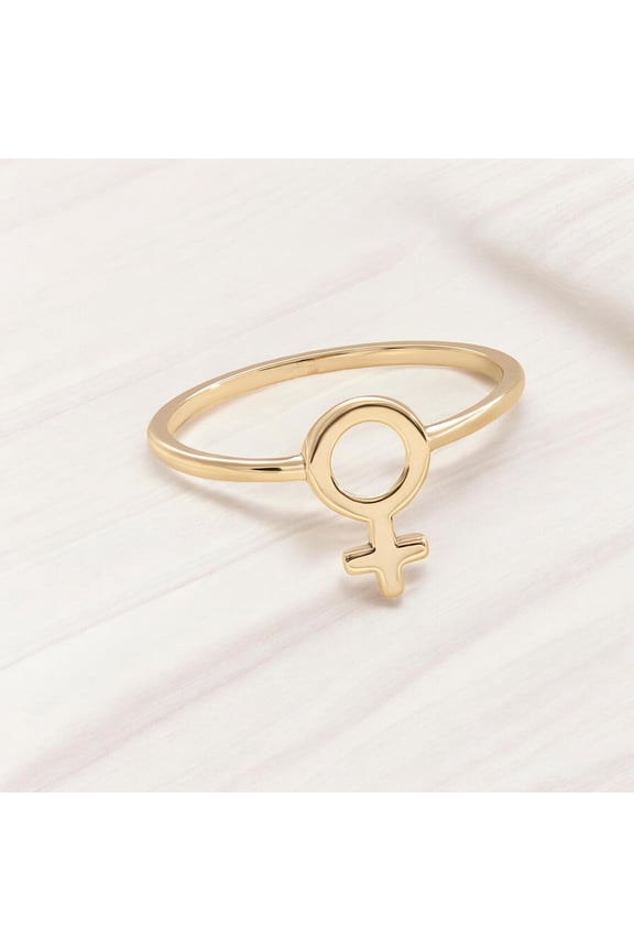 - Female Power Symbol Ring – Plated Feminist Ring – Dainty Stackable Band – Women’s Empowerment Jewelry – Bestie & Soulmate Gift